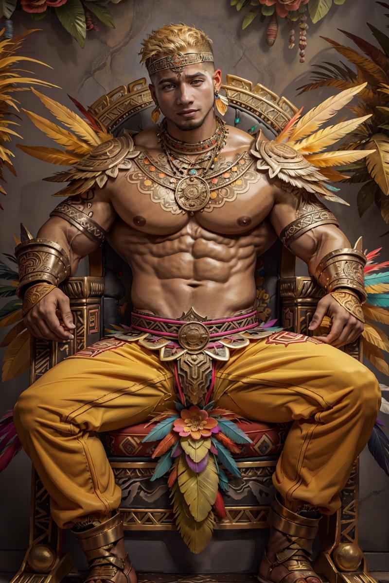 00029-2764902675-Mayan ruins, confident expression, looking at viewer, sitting on throne, tattoos, blond hair, facial hair, wearing pants, intric.png